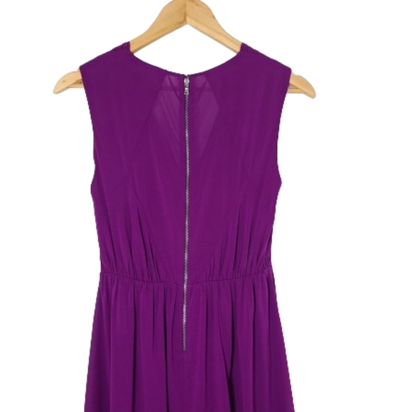 ALICE + OLIVIA Purple Silk Pleated  Fit & Flare Wrap Mini Dress Women's Size XS - Picture 9 of 14